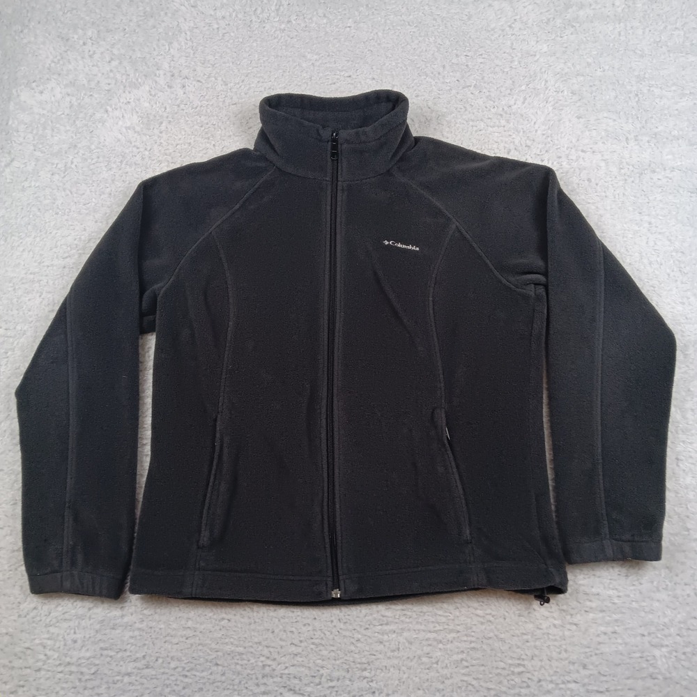 Columbia Fleece Jacket Women XL Charcoal Gray Full Zip Mock Neck Regular Fit